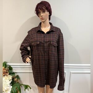 Express plaid fleece button down shirt